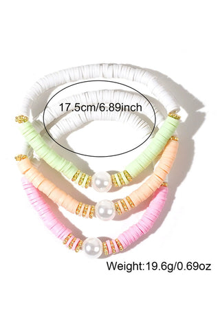 Pastel 3 Piece Stacking Stretch Bracelet Set with Faux Pearls