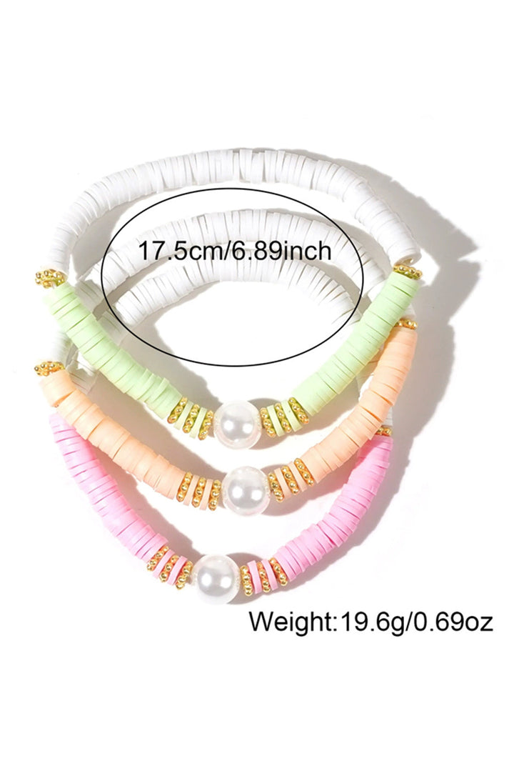 Pastel 3 Piece Stacking Stretch Bracelet Set with Faux Pearls