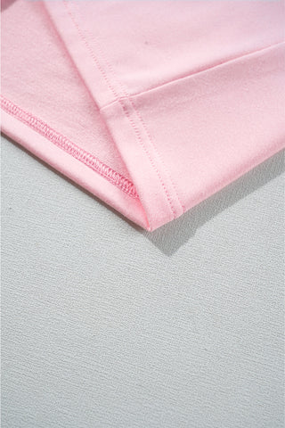 Petal Pink Color Block Half Buttoned Ruffled Short Sleeve Blouse