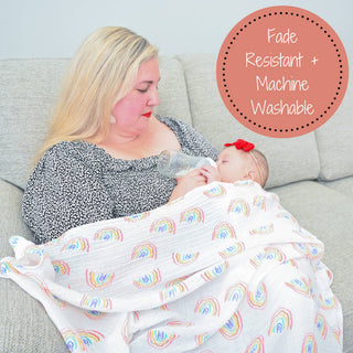 LollyBanks Somewhere Over the Rainbow Muslin Swaddle Blanket