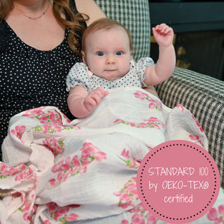 LollyBanks Dogwoods in Bloom Muslin Swaddle Blanket