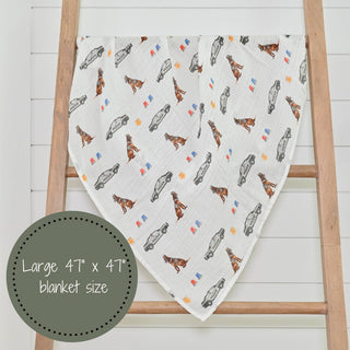LollyBanks Policeman Muslin Swaddle Blanket
