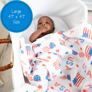 LollyBanks USA Print Muslin Swaddle Blanket