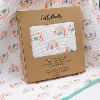 LollyBanks Somewhere Over the Rainbow Muslin Baby Quilt