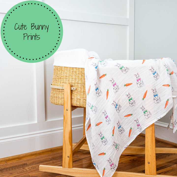 Hippity Hoppity Easter Bunny Muslin Swaddle Baby Blanket