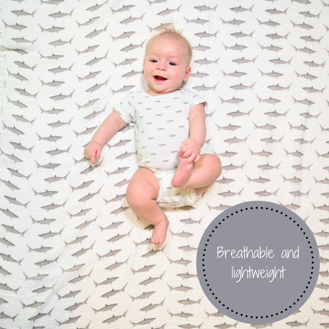 Baby Shark Muslin Swaddle Baby Blanket