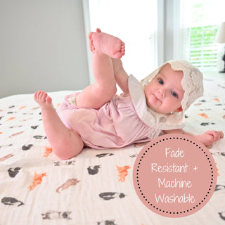 LollyBanks Here Kitty Kitty Muslin Swaddle Blanket