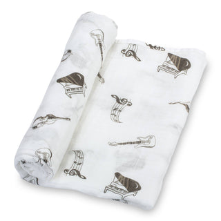 LollyBanks Music Print Muslin Swaddle Blanket