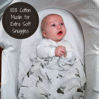 LollyBanks Music Print Muslin Swaddle Blanket