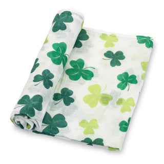 LollyBanks Lucky Shamrock Muslin Swaddle Blanket