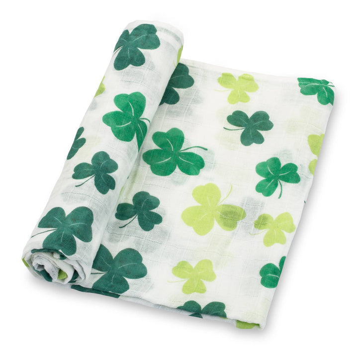 Lucky Shamrock St. Patrick's Day Muslin Swaddle Baby Blanket