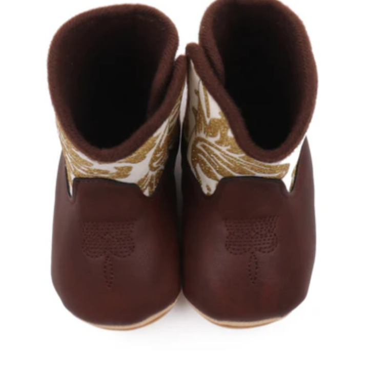 Sparkly Infant Girls Western Boots With Velcro Closure 6-12 Months