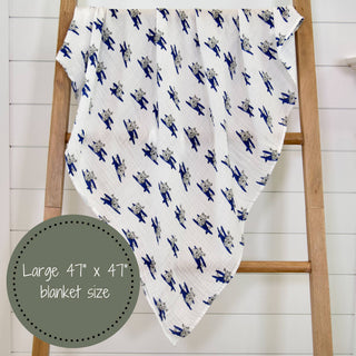 LollyBanks Up and Away Airplane Muslin Swaddle
