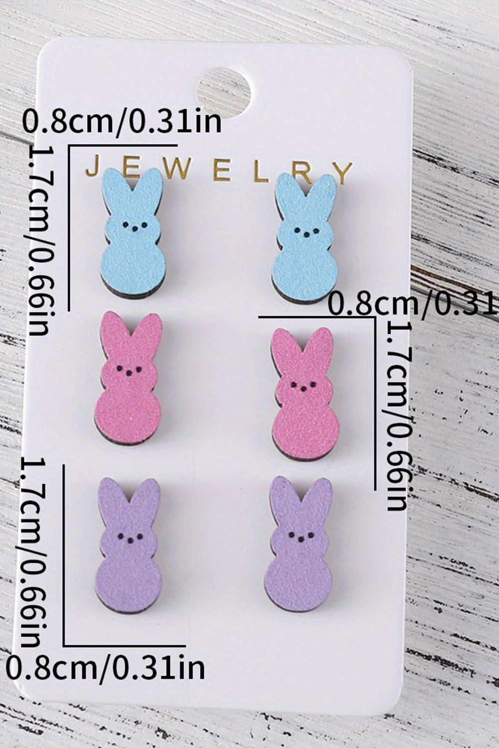 Easter Bunny Pastel Wooden Earrings-3 Sets