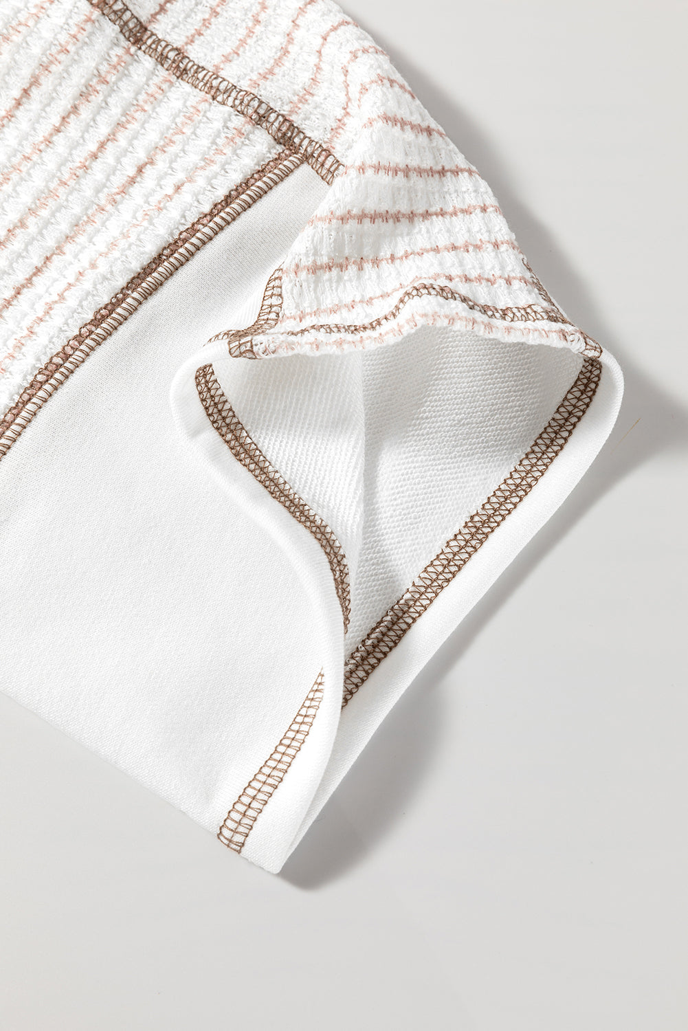 Mocha & White Striped Sleeve Raglan Patchwork Top