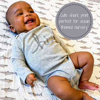 LollyBanks Baby Shark Muslin Swaddle Blanket