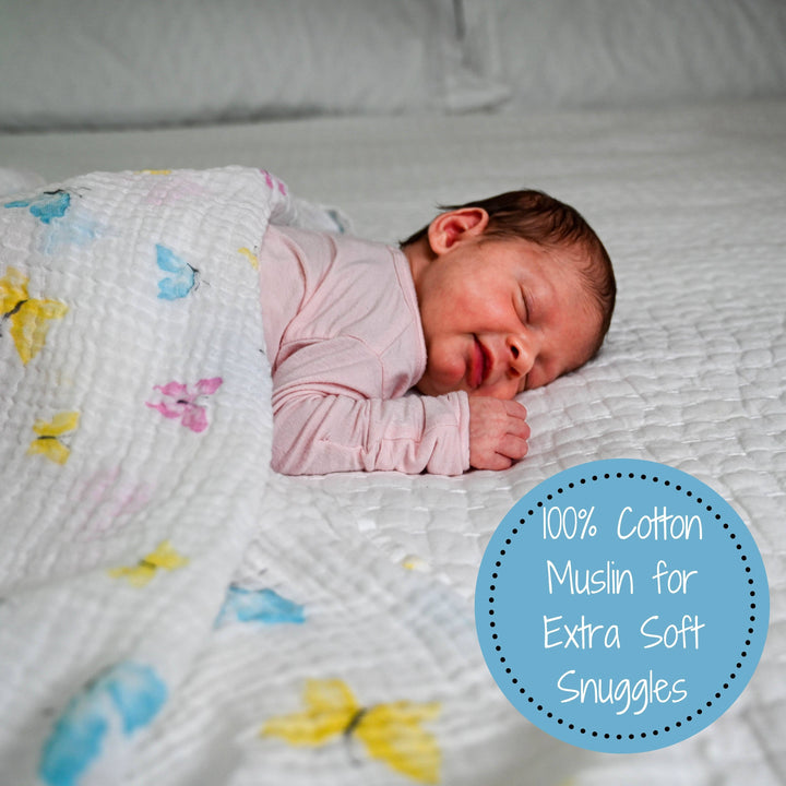 Butterfly Kisses Muslin Swaddle Baby Blanket