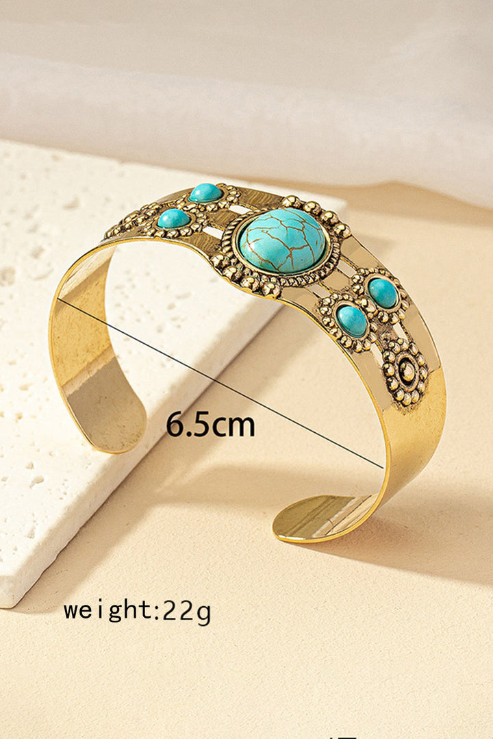 Gold Plated Western Boho Faux Turquoise Cuff Bracelet