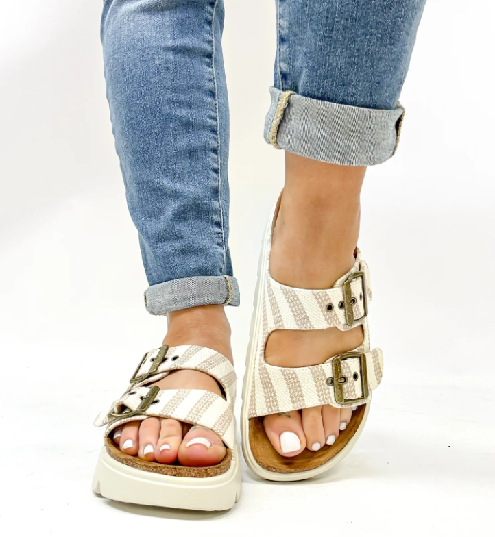 Corkys Rumor Has It Platform Sandal-Tan & Natural Stripe