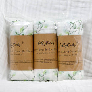 LollyBanks Relaxing Eucalyptus Muslin Swaddle Blanket