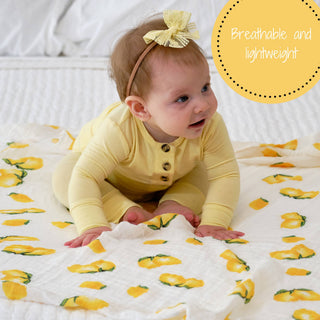 LollyBanks Lemon Print Muslin Swaddle Blanket