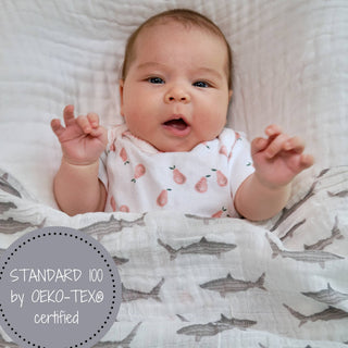 LollyBanks Baby Shark Muslin Swaddle Blanket