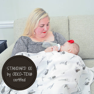 LollyBanks Music Print Muslin Swaddle Blanket