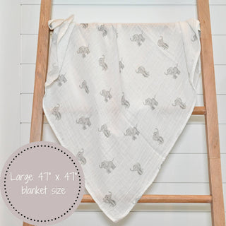 LollyBanks Baby Elephant Muslin Swaddle Blanket