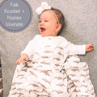 LollyBanks Baby Shark Muslin Swaddle Blanket