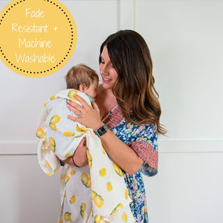 LollyBanks Lemon Print Muslin Swaddle Blanket