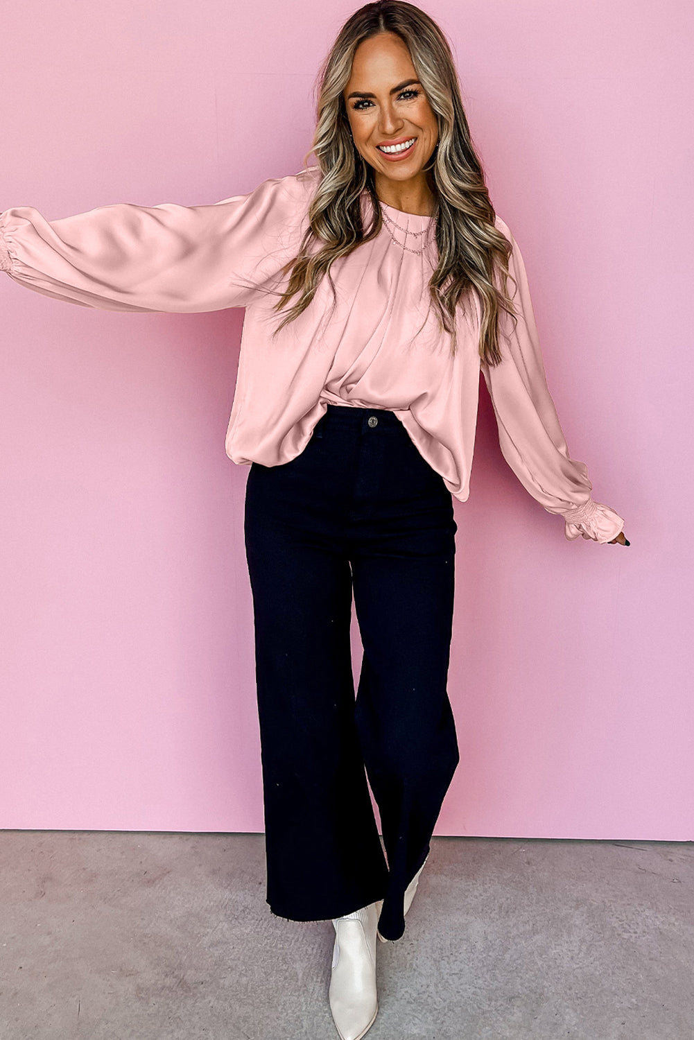 Petal Pink Satin Blouse