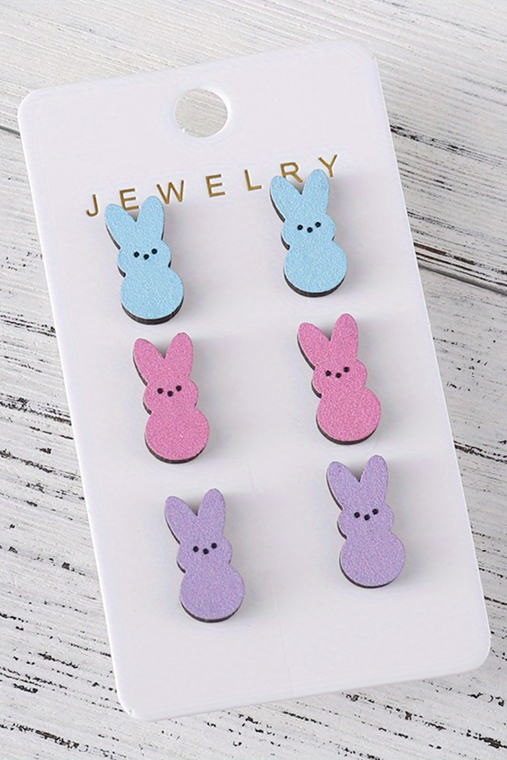 Easter Bunny Pastel Wooden Earrings-3 Sets