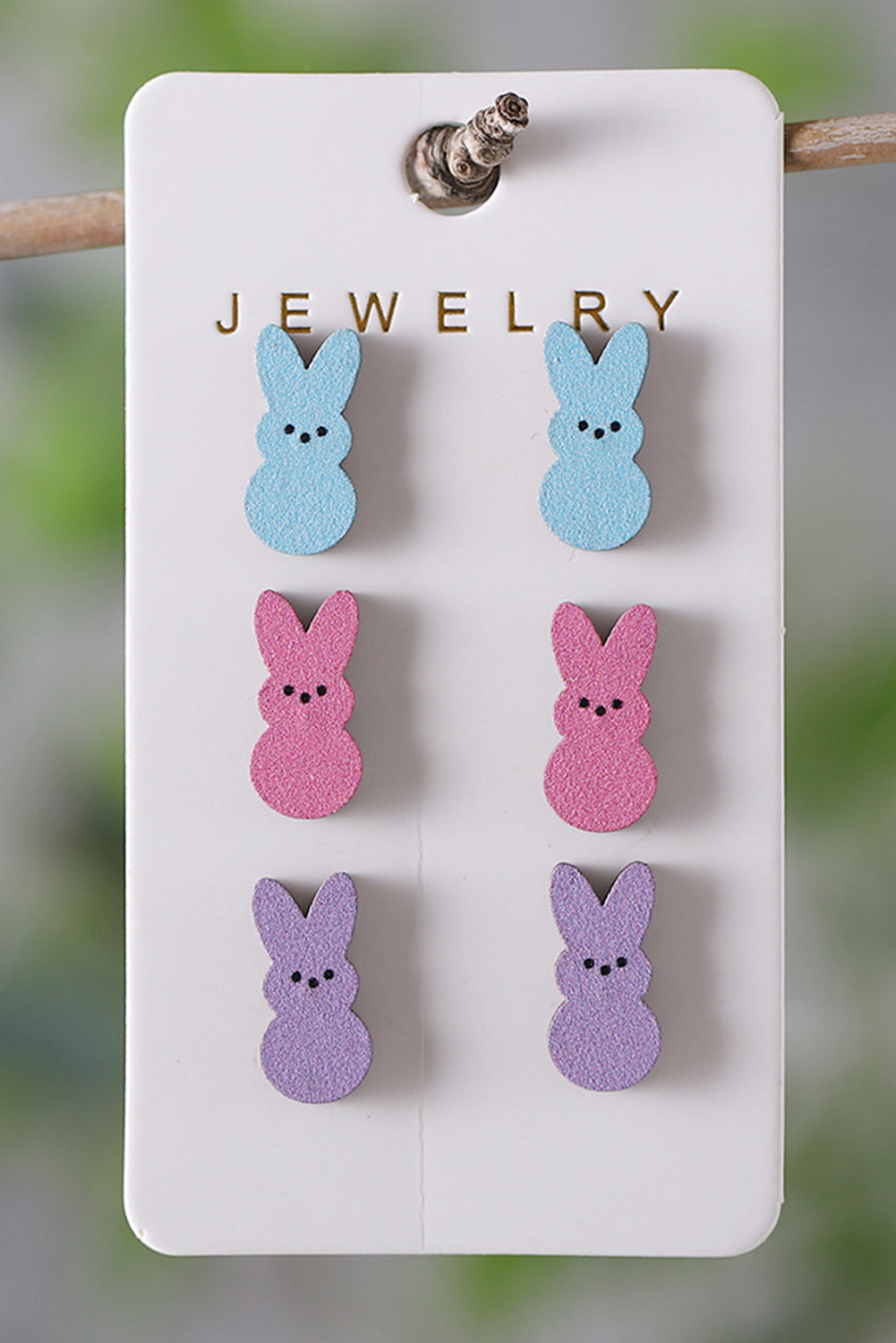 Easter Bunny Pastel Wooden Earrings-3 Sets