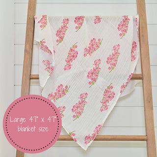 LollyBanks Dogwoods in Bloom Muslin Swaddle Blanket