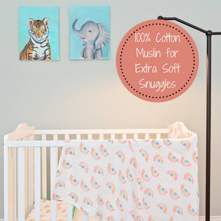 LollyBanks Somewhere Over the Rainbow Muslin Swaddle Blanket