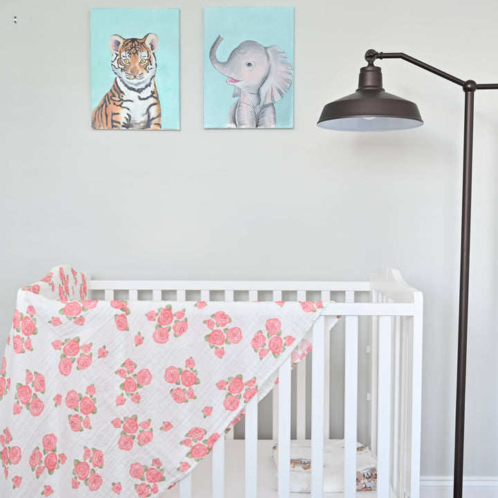Blooming Elegance Muslin Swaddle Baby Blanket