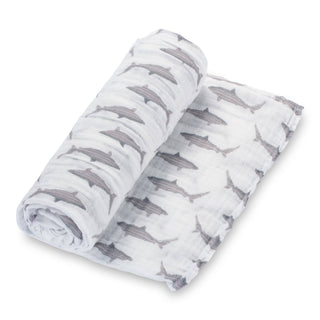 LollyBanks Baby Shark Muslin Swaddle Blanket