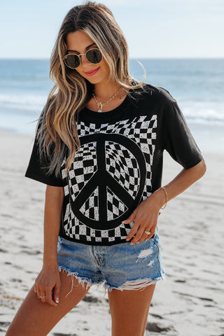 Checkerboard Peace T Shirt