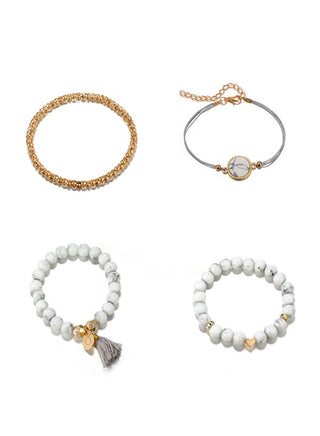 Gray Marble 4 Piece Bracelet Set