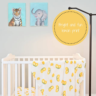 LollyBanks Lemon Print Muslin Swaddle Blanket