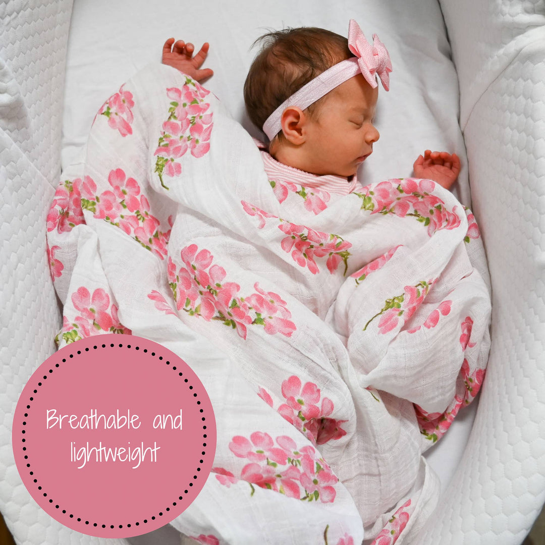 Dogwoods In Bloom Muslin Swaddle Baby Blanket
