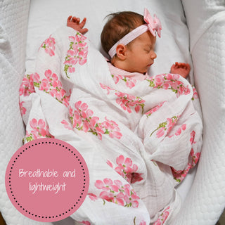 LollyBanks Dogwoods in Bloom Muslin Swaddle Blanket