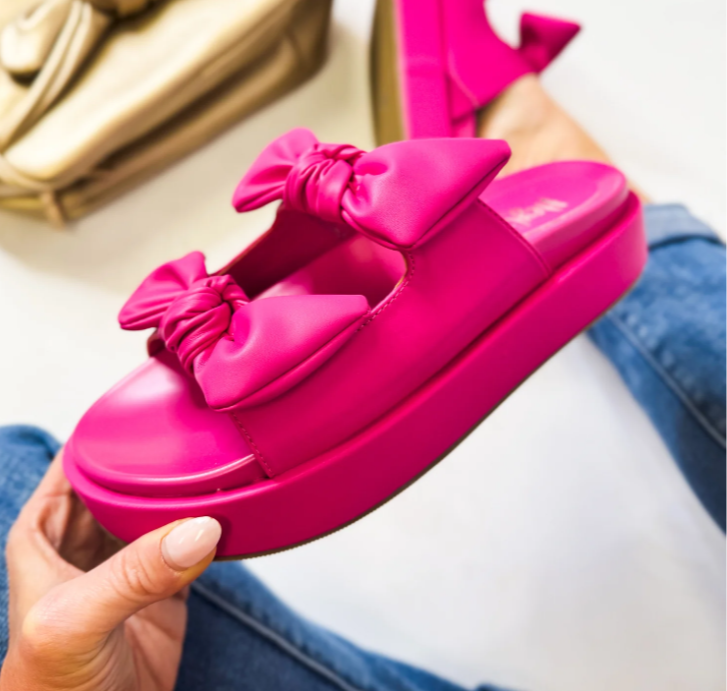 Corkys "Little Bit Knotty" Hot Pink Platform Bow Sandals