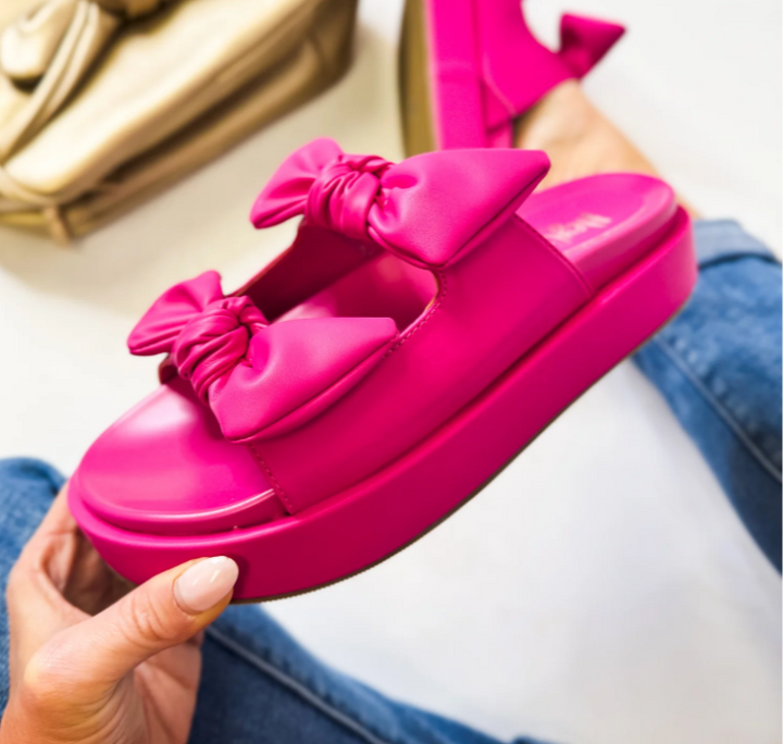 Corkys "Little Bit Knotty" Hot Pink Platform Bow Sandals