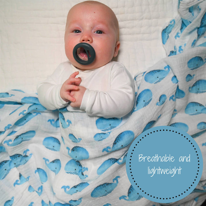 Whale Baby Muslin Swaddle Blanket