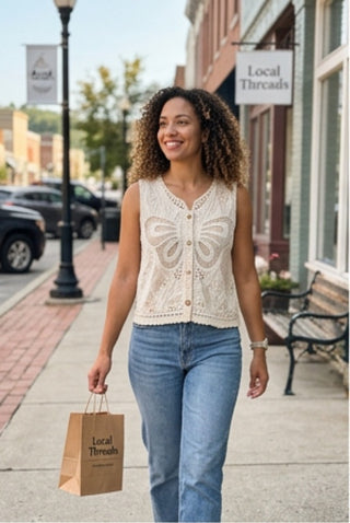 Boho-Chic Butterfly Lace Crochet Vest | Limited Boutique Edition