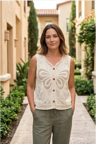 Boho-Chic Butterfly Lace Crochet Vest | Limited Boutique Edition