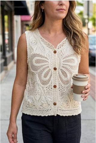 Boho-Chic Butterfly Lace Crochet Vest | Limited Boutique Edition