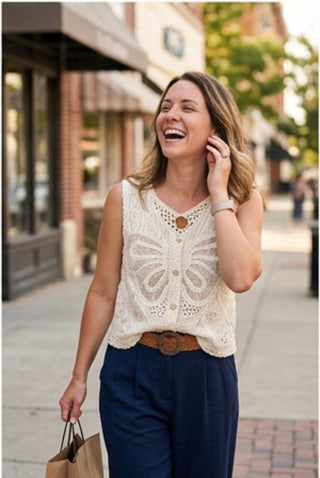 Boho-Chic Butterfly Lace Crochet Vest | Limited Boutique Edition