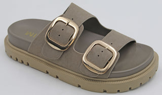 The Everyday Double Buckle Platform Slide – Taupe (Gen by MIA)